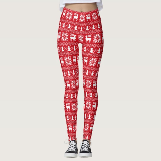 Cool Christmas Sweater Patterned Design Leggings (Front)