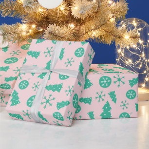 Cool Christmas Trees Snowflakes Ornaments Seamless Wrapping Paper