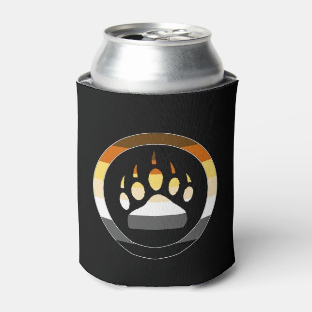 Cool Circle Gay Bears Pride Flag Bear Paw Can Cooler (Can Front)