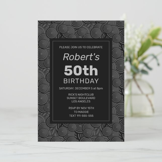 Cool Circles 50th Birthday Invitation (Standing Front)