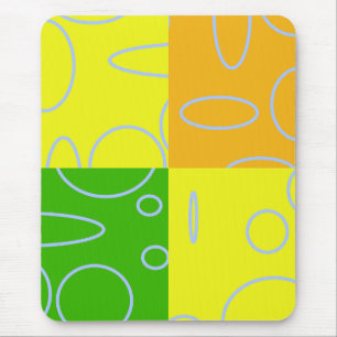 Cool Circles and Loops on Green Orange Yellow Mouse Pad
