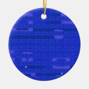 Cool Circuit Blue Geometric Stripes  Ceramic Ornament