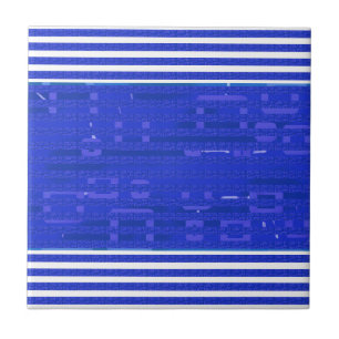 Cool Circuit Blue Geometric Stripes  Tile