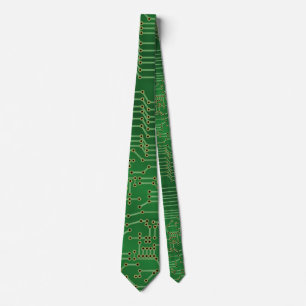 Cool Circuit Board Computer Green Party Tie
