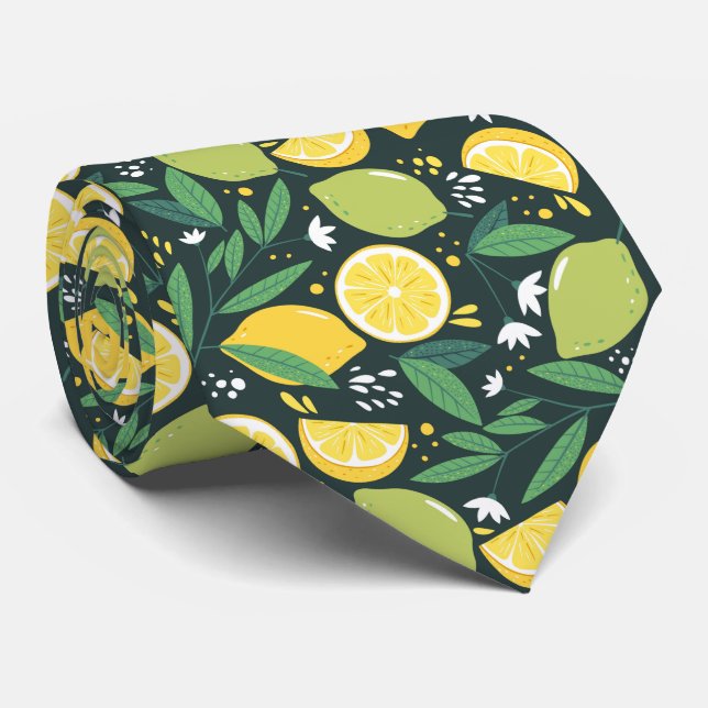 cool citrus fruit tiled pattern neck tie (Rolled)