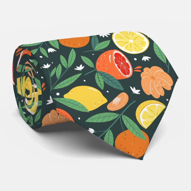 cool citrus fruit tiled pattern tie (Rolled)