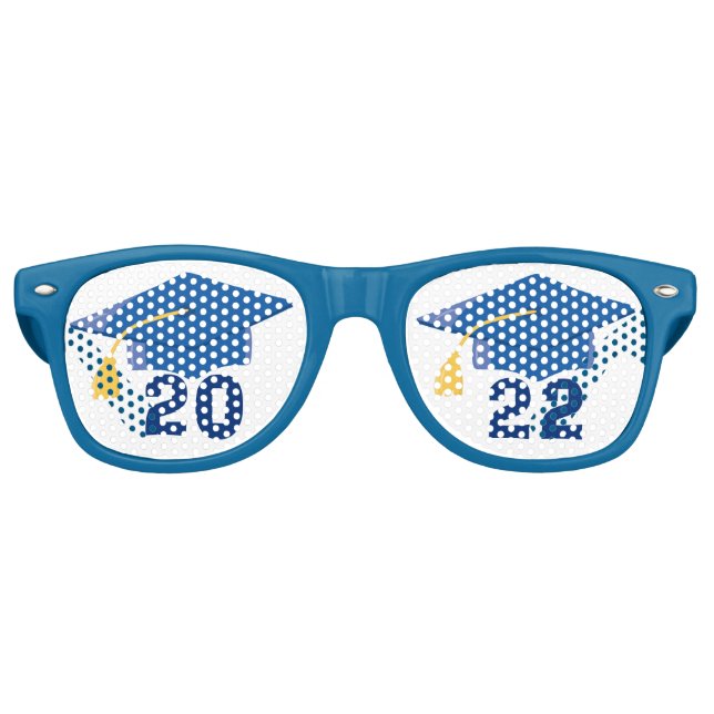 Cool Class of 2022 Senior Blue Graduation Party Retro Sunglasses (Front)