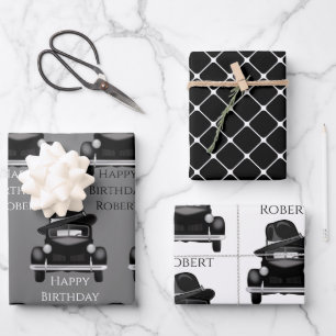Cool & Classic Car Personalized Wrapping Paper Sheet