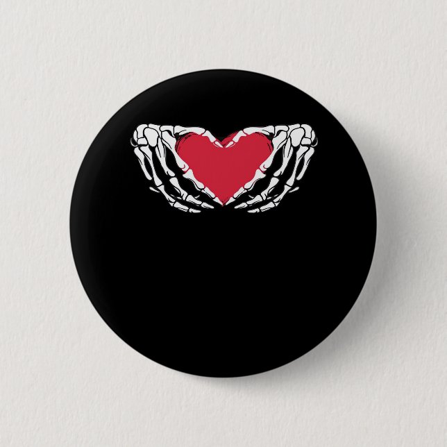 Cool Classic Funny Skeleton Hands Heart - Valentin 2 Inch Round Button (Front)