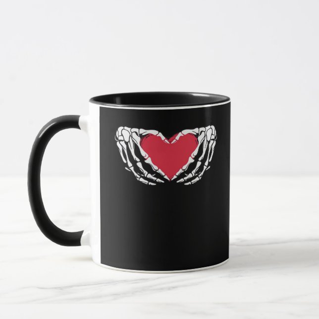 Cool Classic Funny Skeleton Hands Heart - Valentin Mug (Left)