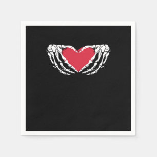 Cool Classic Funny Skeleton Hands Heart - Valentin Napkin