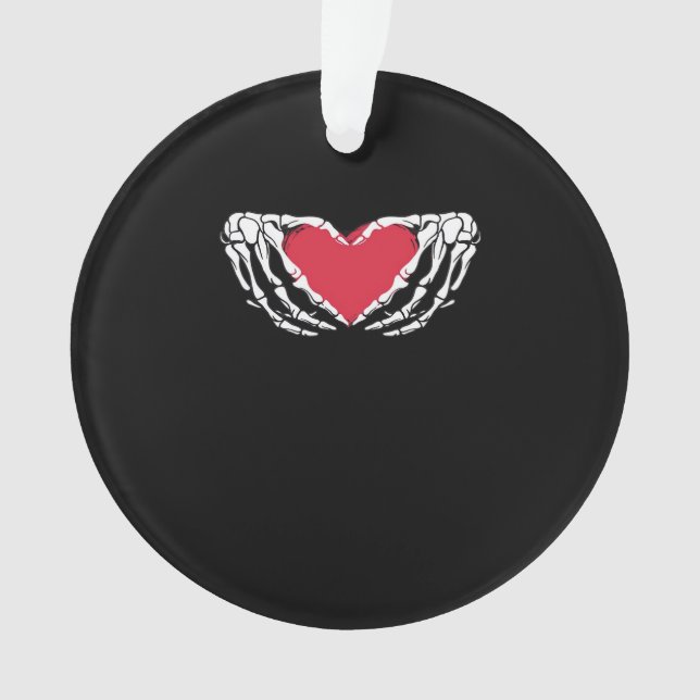 Cool Classic Funny Skeleton Hands Heart - Valentin Ornament (Front)