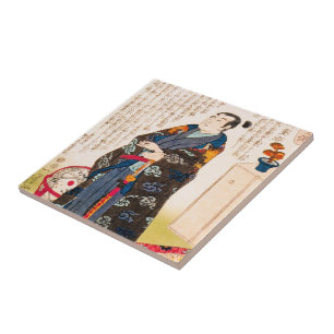 Cool classic oriental japanese samurai art tile