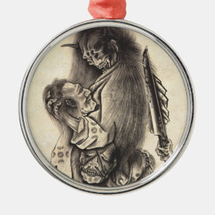 Cool classic vintage japanese demon ink tattoo metal ornament