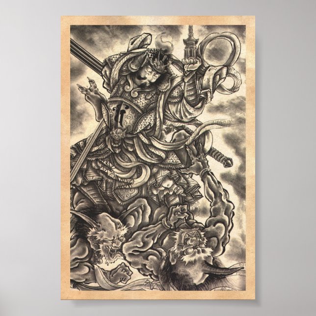 Cool classic vintage japanese demon ink tattoo poster (Front)