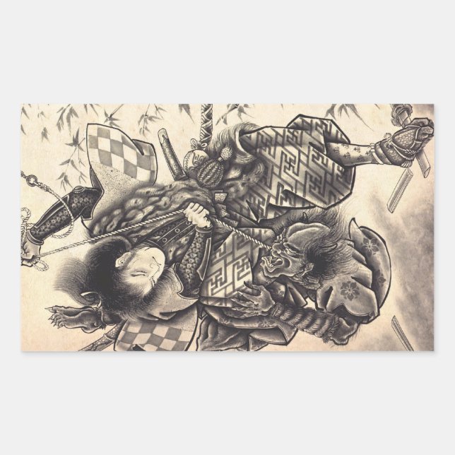 Cool classic vintage japanese demon ink tattoo sticker (Front)