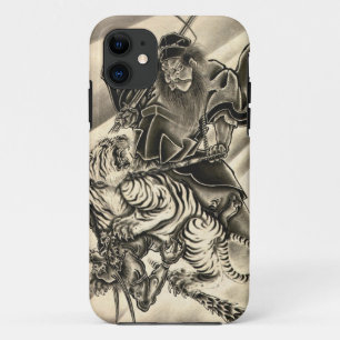 Cool classic vintage japanese demon samurai tiger iPhone 11 case