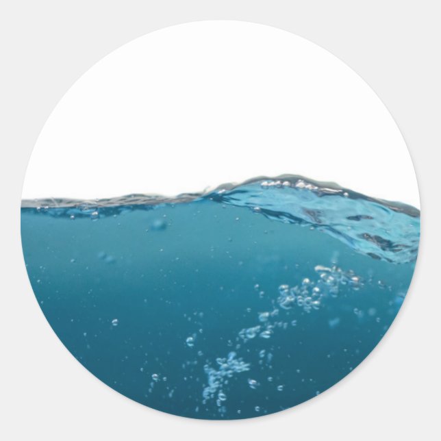 Cool Clear Blue Wave Classic Round Sticker (Front)