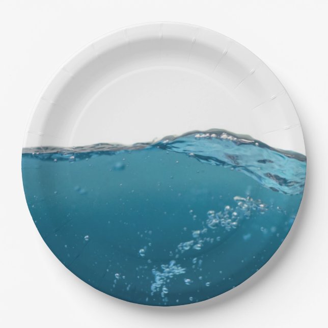 Cool Clear Blue Wave Paper Plate (Front)