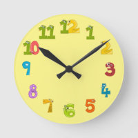 Cool Clock with Animals on Yellow for Kid's Room