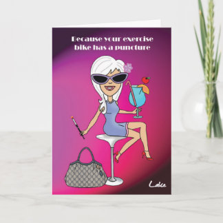 Cool Cocktail Girl customized greeting card. Card