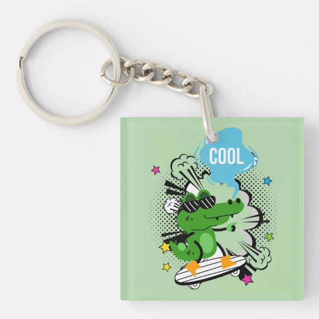 cool cocodrile quote keychain (Front)