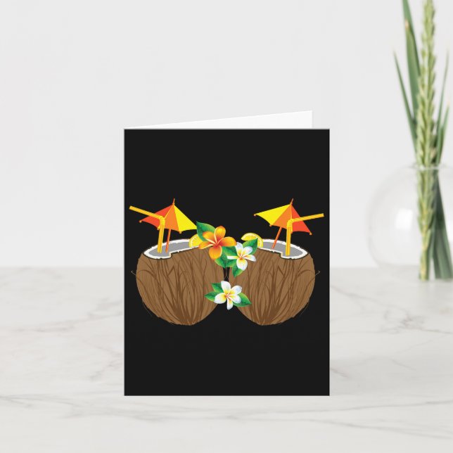 Cool Coconut Drinks Breast Funny Palm Tree Juice D Card (Front)