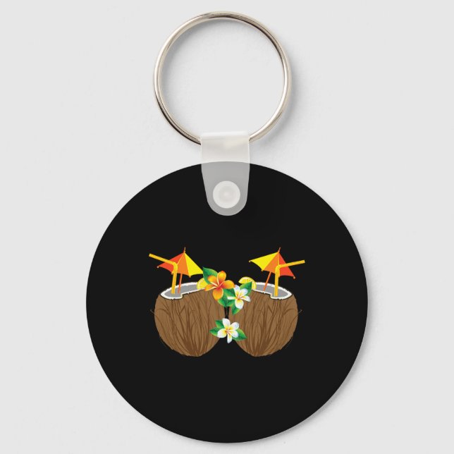 Cool Coconut Drinks Breast Funny Palm Tree Juice D Keychain (Front)