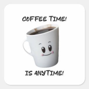 cool coffee cup design high quality square sticker