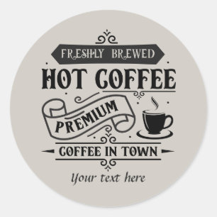 Cool coffee shop customizable  classic round sticker