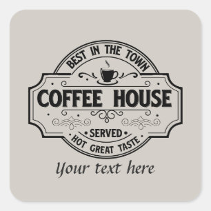 Cool coffee shop customizable square sticker