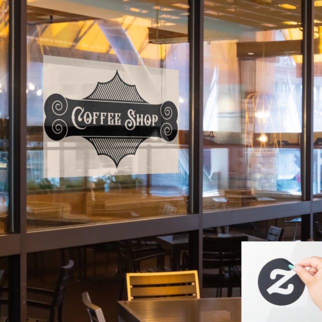 cool coffee shop word art Window Cling (Restaurant Window)