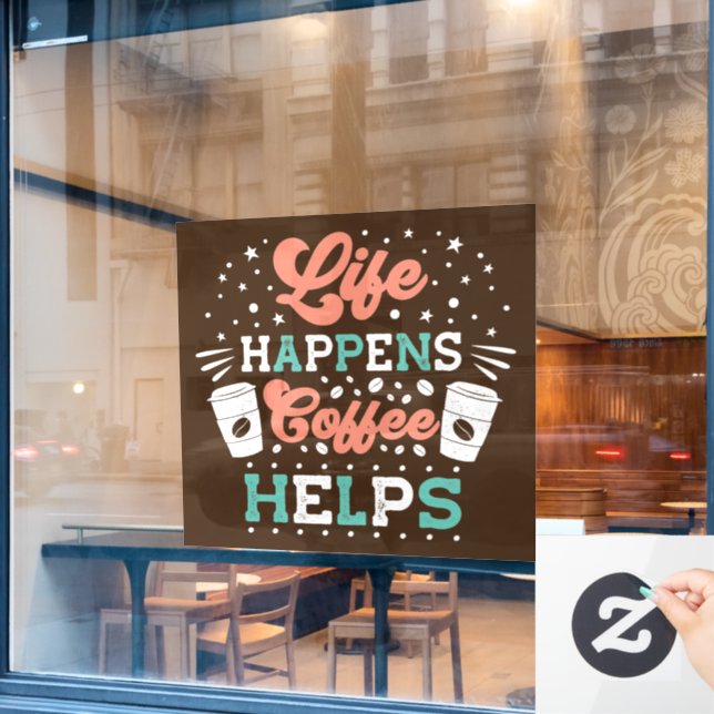 cool coffee shop word art Window Cling  (Cafe Window)