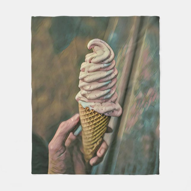 Cool cold freezing ice cream fleece blanket (Front)