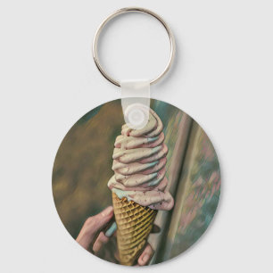 Cool cold freezing ice cream keychain
