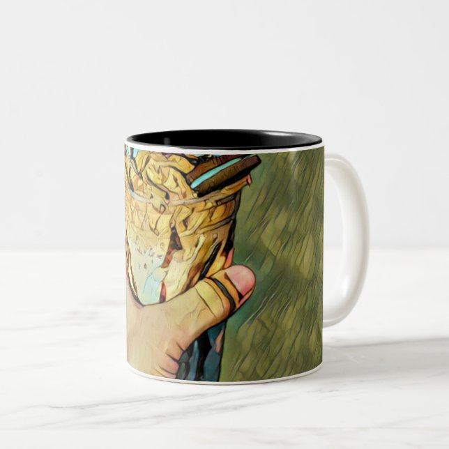 Cool cold freezing ice cream Two-Tone coffee mug (Front Right)