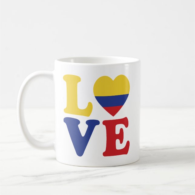 Cool Colombia Flag Love Coffee Mug (Left)