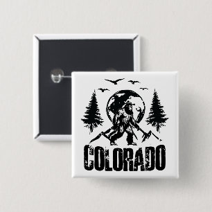 Cool Colorado Day Bigfoot Vintage Hiking 2 Inch Square Button