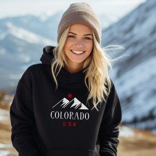 Cool Colorado USA Mountains with Star Dark Colour Hoodie