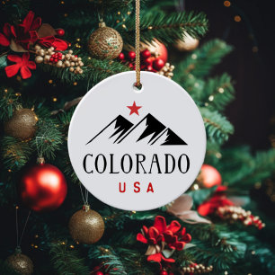 Cool Colorado USA Mountains with Star Light-Colour Ceramic Ornament