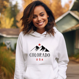 Cool Colorado USA Mountains with Star Light-Colour Hoodie