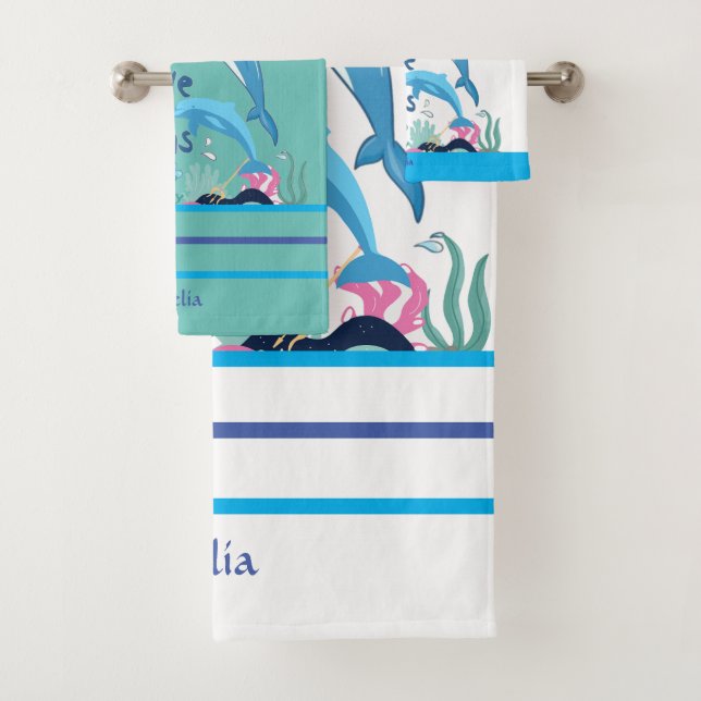 Cool coloré I Love Dolphins Nom Monogramme (En situation)