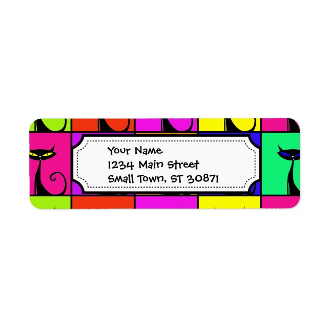 Cool Colorful Kitty Pop Art Carré (Devant)