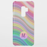 Cool Colorful Rainbow Waves Monogram Uncommon Samsung Galaxy S9 Plus Case<br><div class="desc">Multi-colored waves with modern monogram.</div>