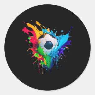Cool Colorful Soccer Byll Splash Love Soccer Art S Classic Round Sticker