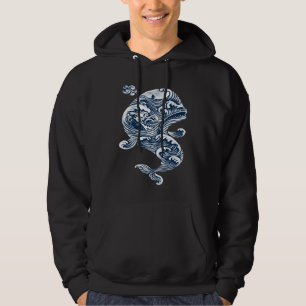 Cool Colorful Tribal Humpback Whale Surf Club Blue Hoodie