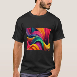 Cool Colorful Waves Illustration Graphic Designs T-Shirt