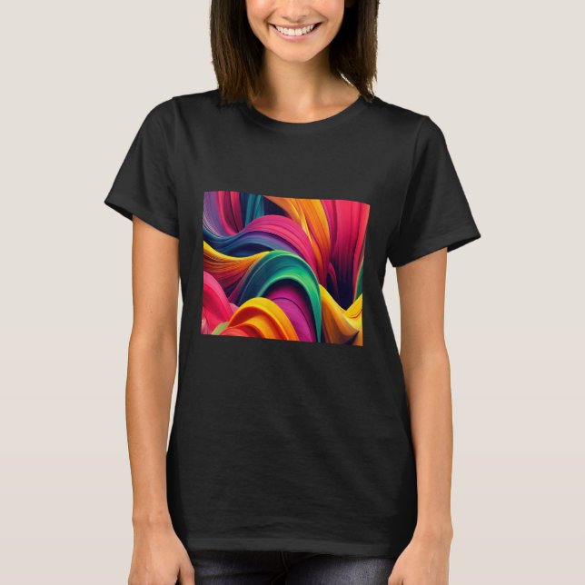 Cool Colorful Waves Illustration  Graphic Designs T-Shirt (Front)