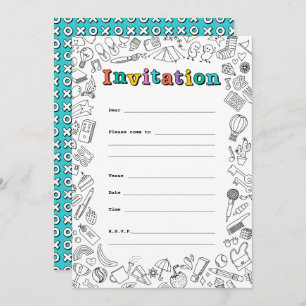 Cool Coloring flat invitation card