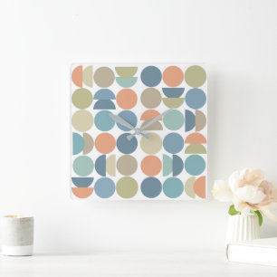 Cool Colour Geo Abstract Square Wall Clock